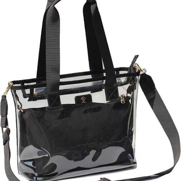 Stylish Iridescent Clear Tote Bag with Bag-in-Bag Design for Festivals & Beaches - Picture 1 of 7